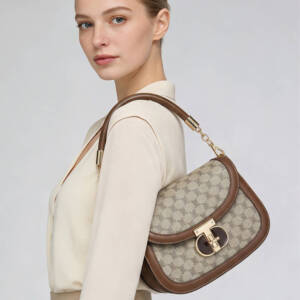 Vintage Leather Saddle Crossbody Bag, Printed Mini Handbag For Daily Commute Women