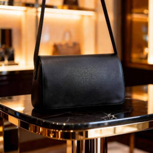 Minimal Flap Grain Leather Shoulder Bag Thin Strap Versatile Long Crossbody Daily Bag - Image 5