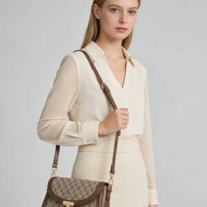 Vintage Leather Saddle Crossbody Bag, Printed Mini Handbag For Daily Commute Women - Image 2