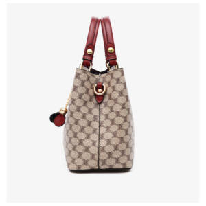 Vintage Printed Tote Bag, Burgundy Trim Dual-use Shoulder Crossbody Purse for Women - Image 7