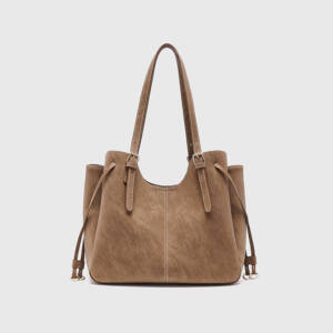 Vintage Matte Tote Bag, Adjustable Strap With Cute Fluffy Charm Shoulder Bag For Women - Image 3