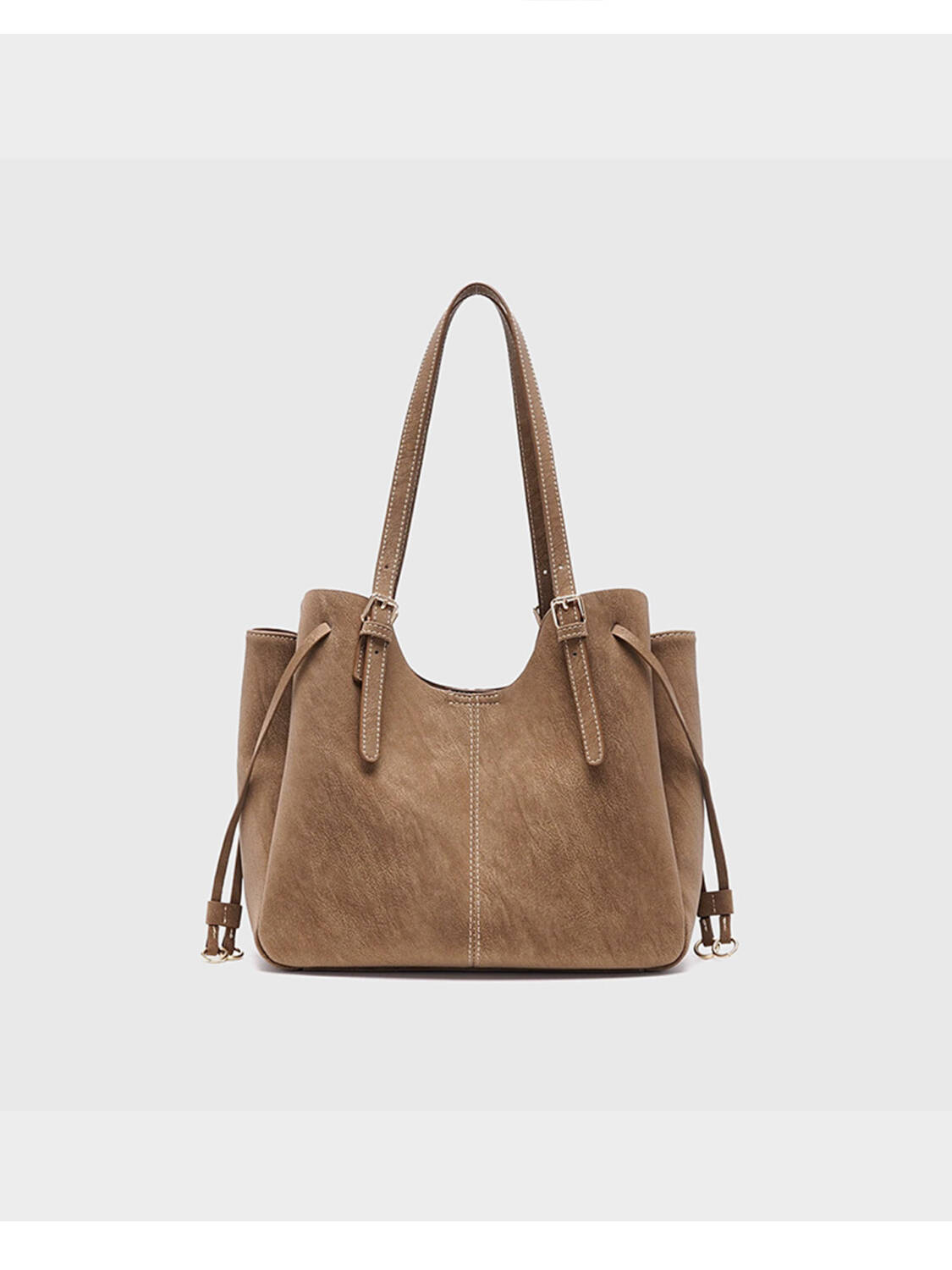 Vintage Matte Tote Bag, Adjustable Strap With Cute Fluffy Charm Shoulder Bag For Women - Image 3