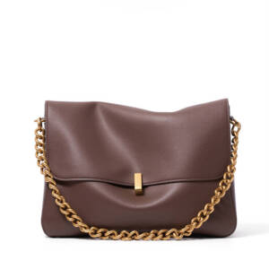 Solid Soft Leather Chain Crossbody Bag, Vintage Metal Lock Casual Shoulder Purse For Women - Image 3