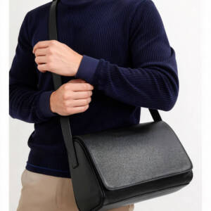 Minimal Flap Grain Leather Shoulder Bag Thin Strap Versatile Long Crossbody Daily Bag - Image 2