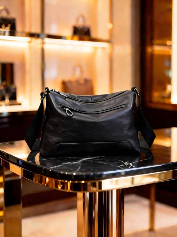 Minimal Soft Leather Crossbody Bag Large Capacity Daily Shoulder Tote Bag