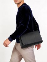 Minimal Flap Grain Leather Shoulder Bag Thin Strap Versatile Long Crossbody Daily Bag