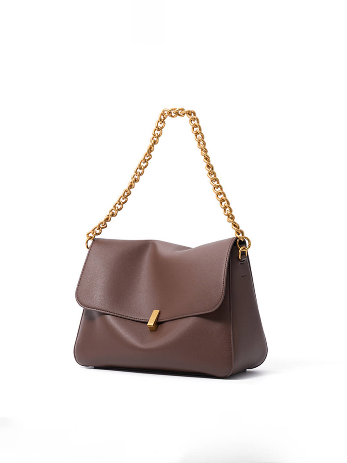 Solid Soft Leather Chain Crossbody Bag, Vintage Metal Lock Casual Shoulder Purse For Women - Image 5