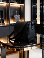 Minimal Flap Grain Leather Shoulder Bag Thin Strap Versatile Long Crossbody Daily Bag