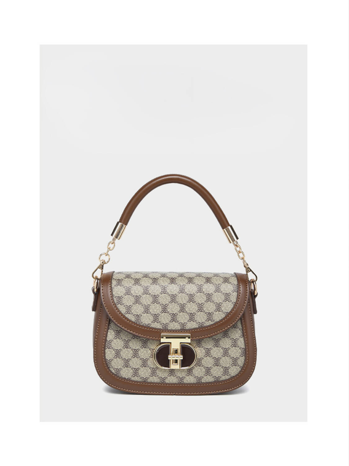 Vintage Leather Saddle Crossbody Bag, Printed Mini Handbag For Daily Commute Women - Image 4