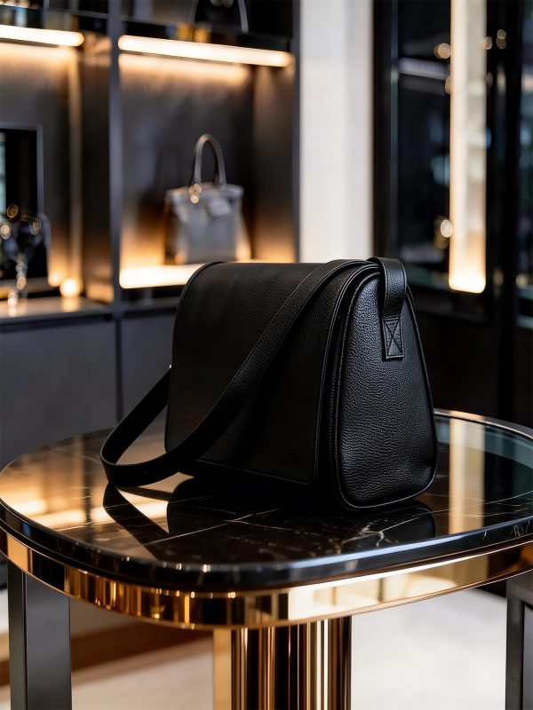 Minimal Flap Grain Leather Shoulder Bag Thin Strap Versatile Long Crossbody Daily Bag