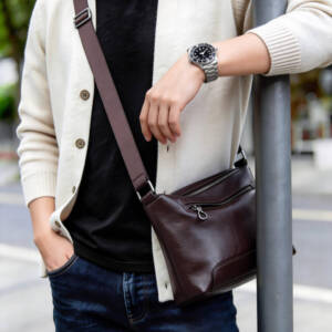 Minimal Soft Leather Crossbody Bag Large Capacity Daily Shoulder Tote Bag