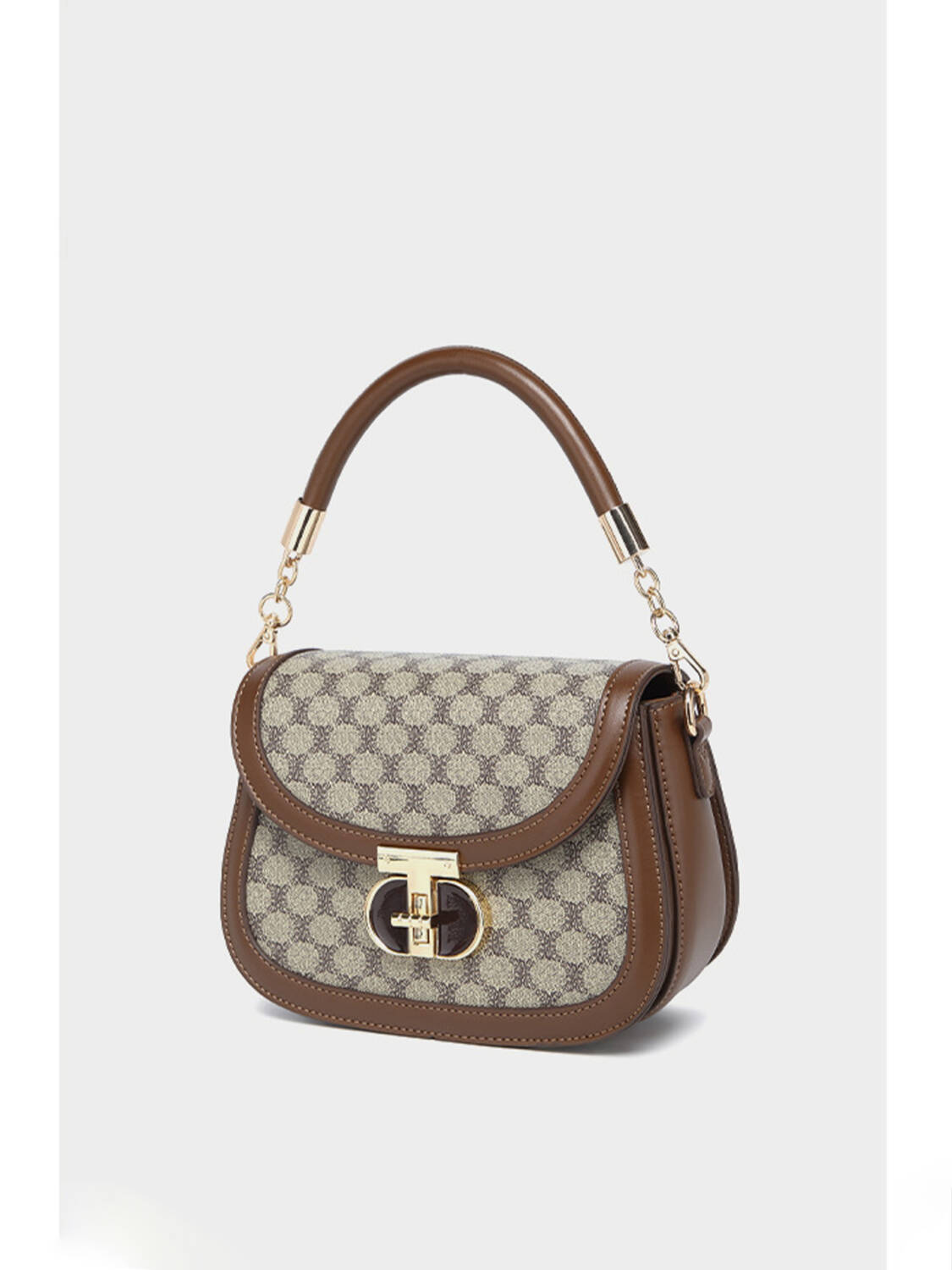 Vintage Leather Saddle Crossbody Bag, Printed Mini Handbag For Daily Commute Women - Image 5