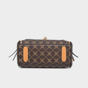 Color Contrast Diamond Print Handbag, Brown Trim Versatile Crossbody Purse For Daily Use - Image 7